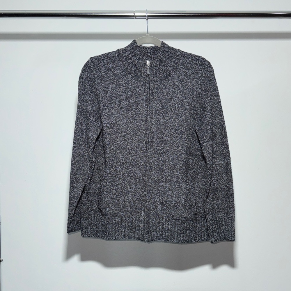 Karen Scott Women’s Black/White Zip Cardigan Size M
